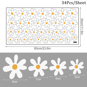 sticker mural fleur marguerite blanc jaune deco enfantine champetre pvc moderne decoration maison bricolage