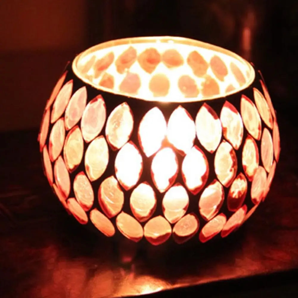 bougeoir artisanal mosaïque colorée décoration intérieure verre marocain multicolore