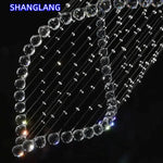 suspension lumineuse moderne cristal transparentes diamètre 55cm hauteur 180cm led warm cold white