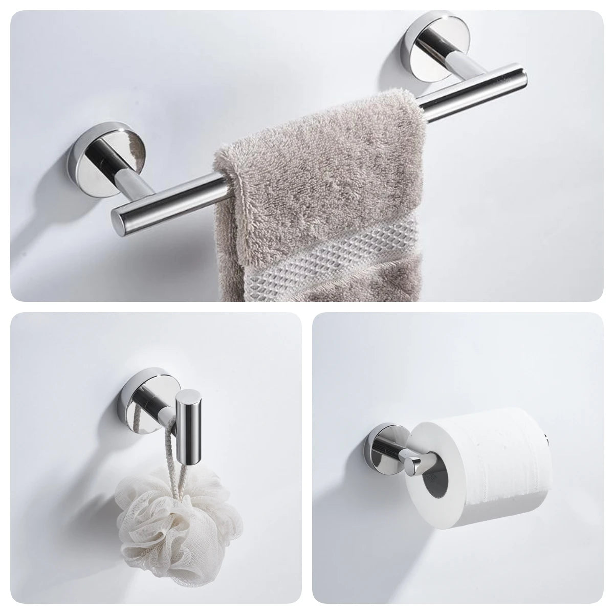 porte serviettes chrome moderne porte papier toilette crochet ensemble salle bain organisation quincaillerie acier