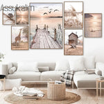 Art mural toile beige pissenlit nordique