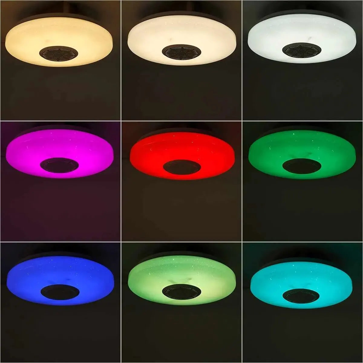 plafonnier led moderne violet blanc rouge vert bleu rose orange jaune musique bluetooth télécommande