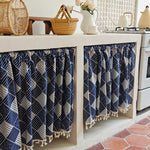 rideau géométrique rouge boho chic triangles polyester opaques cuisine facile