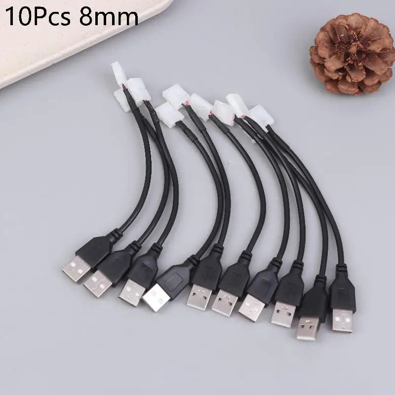 câble usb connecteur led noir plat moderne sans soudure 8mm 10mm 10 pièces