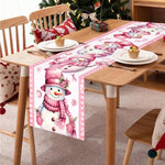 tableau table noël bonhomme neige flocons motifs traditionnels bleu blanc rose rouge vert