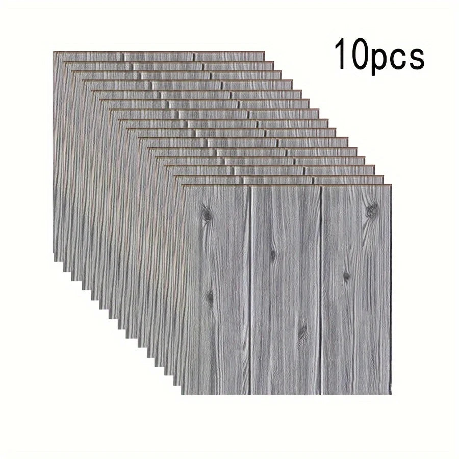 panneaux décoratifs autoadhésifs bois naturel moderne grisclair brunfoncé résistants humidité moisissures 35cmx35cm