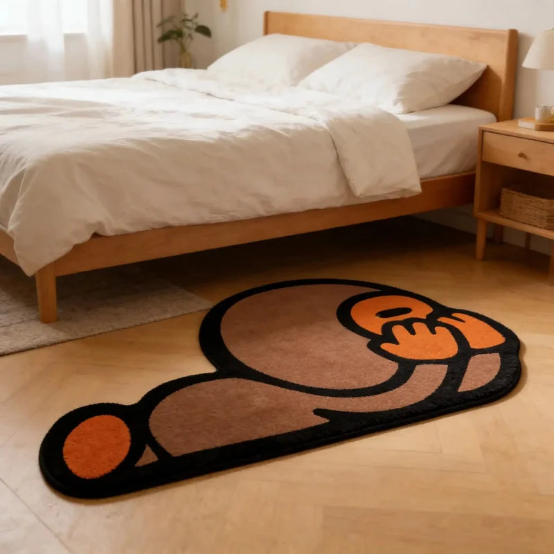 tapis moderne singe marron orange noir antidérapant polyester résistant chambre entrée