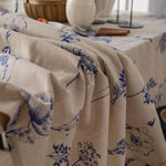 nappe rustique fleurs vintage beige bleu table mariage fêtes halloween noël