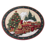 tapis rond noël père noël train pingouins guirlande rouge décoration chambre vinyle sans bpa