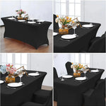 housse table réutilisable noire rectangle fêtes anniversaires pastorale solide polyester multifonctionnelle