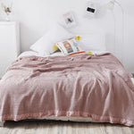 couverture coton 100% motif géométrique solide couleurs beige rose gris moderne