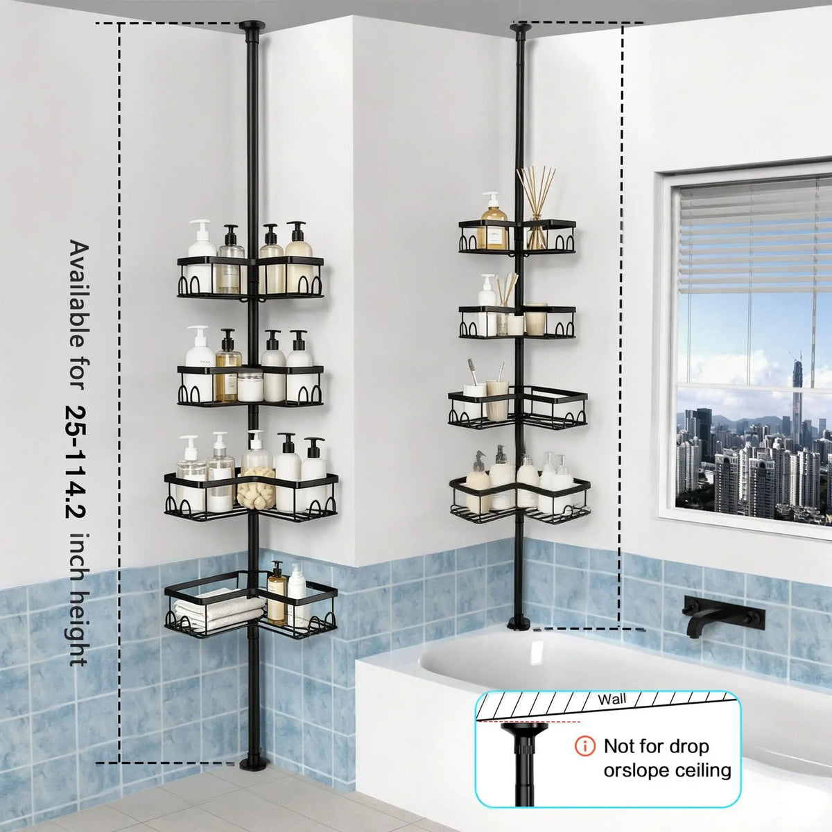 étagère salle bain réglable métal noir moderne quatre niveaux rangement