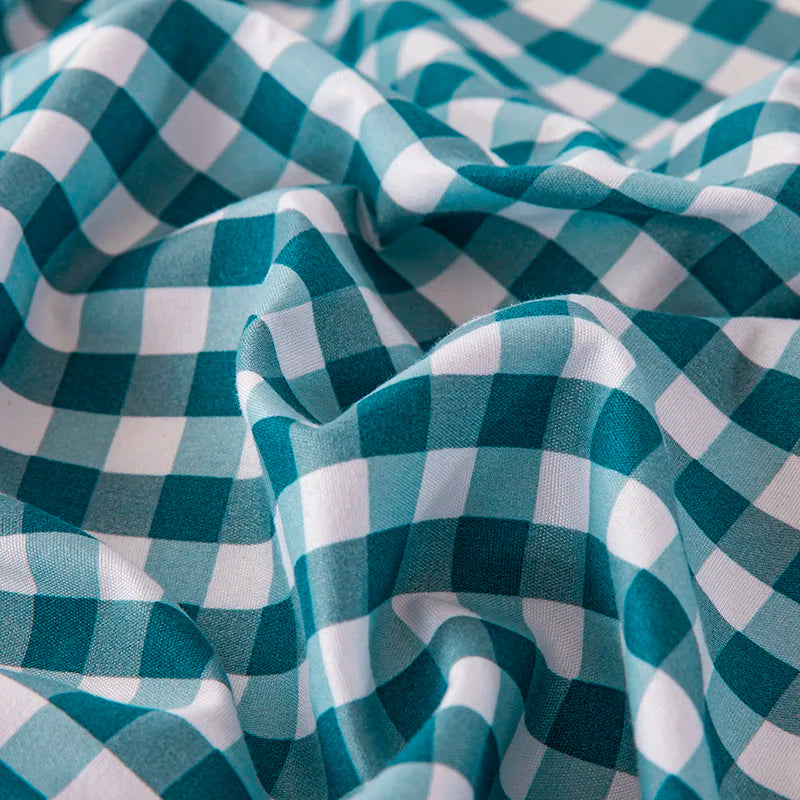 housse couette microfibre rayée géométrique 150x200cm bleu vert blanc moderne chambre coucher