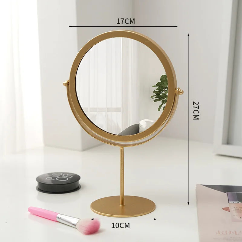 miroir maquillage argenté moderne portable ovale pouces pieds solides aluminium lisse salon chambre bain