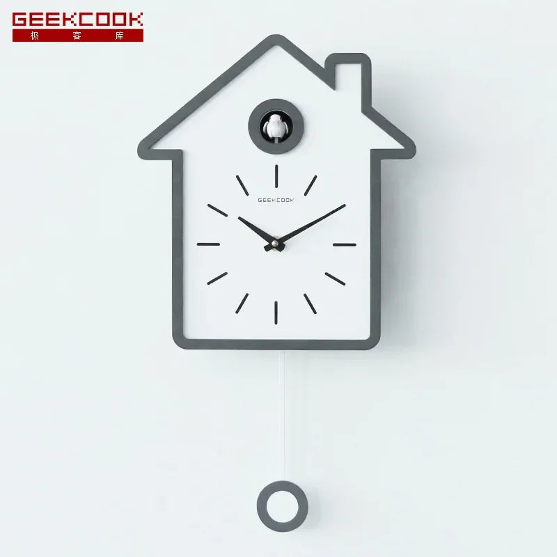 horloge murale moderne bois naturel cadre blanc aiguille quartz pendule adhésif salon deco simple