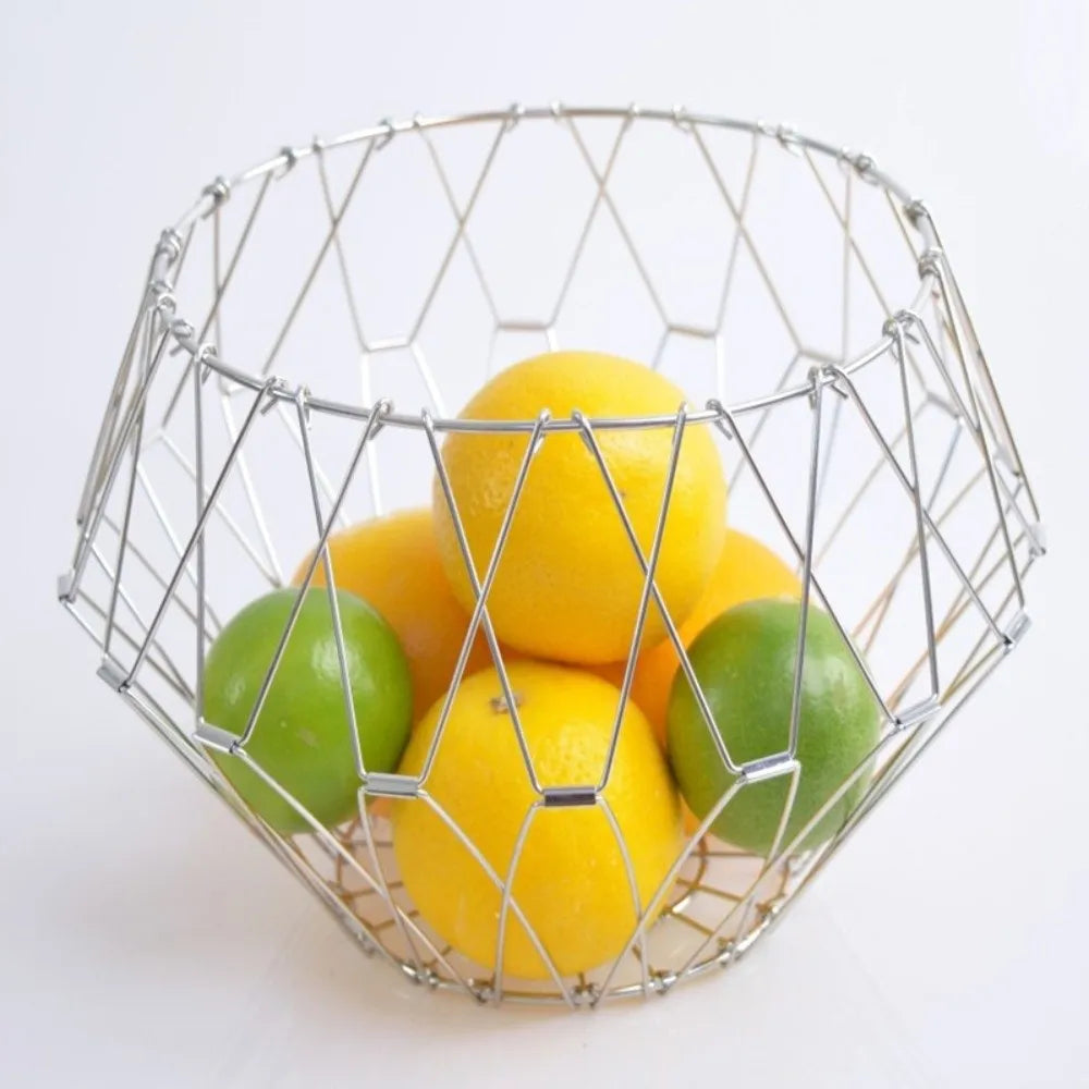 panier métal or argent multiple utilisation moderne minimaliste rechargeable extensible dessert