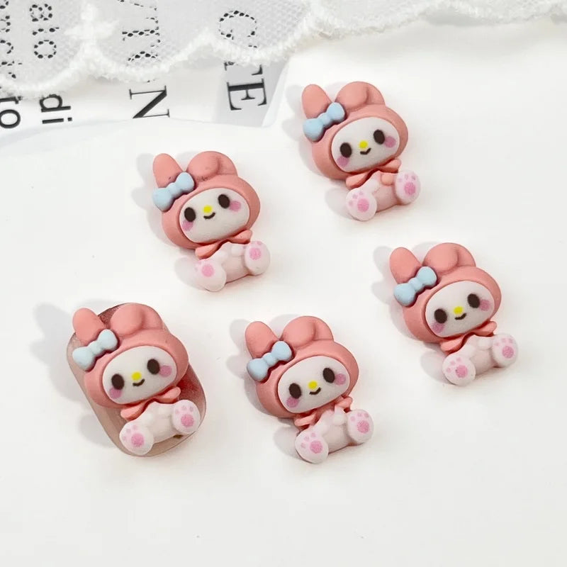 figurines résine animaux clips cheveux noir violet rose blanc bleu jaune cartoon mignons coeurs