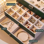 boîte bijoux cuir moderne blanc vert rose noir rangement épingles bracelets bagues colliers poignées