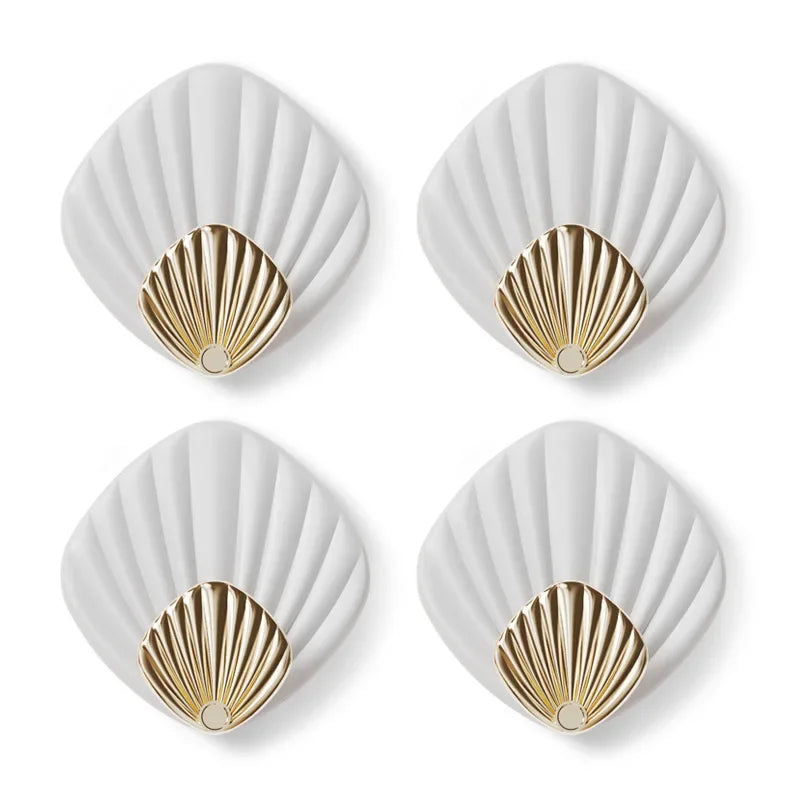porte serviettes adhésifs coquillage moderne blanc gris orange vert salle bains cuisine