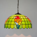 Lampe suspendue Tiffany mosaïque fleurs multicolore opacité chaîne salon chambre