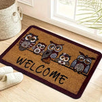 tapis d'entrée moderne hibou feuilles branches bienvenue résistant rides extérieur adultes multicolore