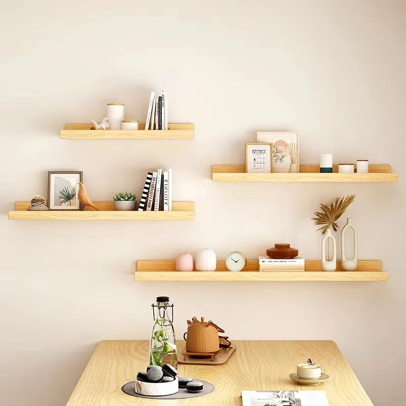 présentoir mural bois minimaliste moderne étagère flottante salon rangement écologique single tier