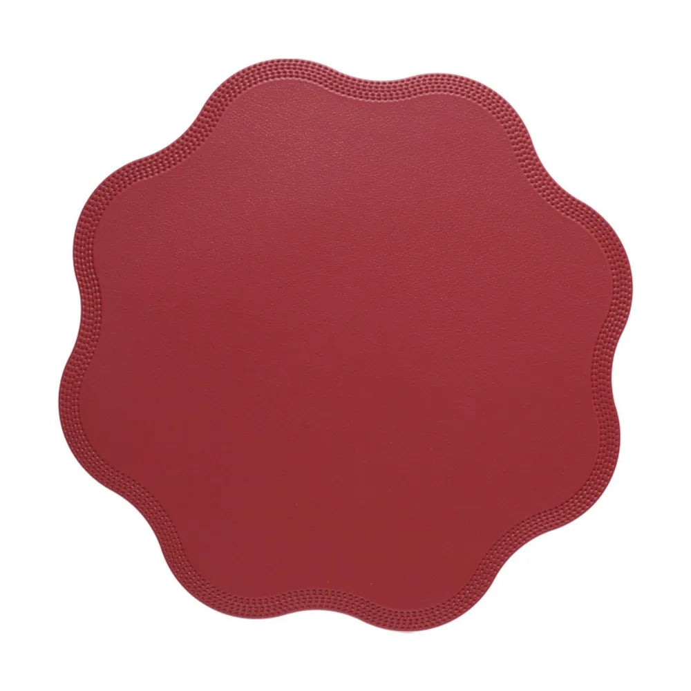 placemat moderne bleu rose gris élégant bords dentelés bord assiette fourchette couteau resistant