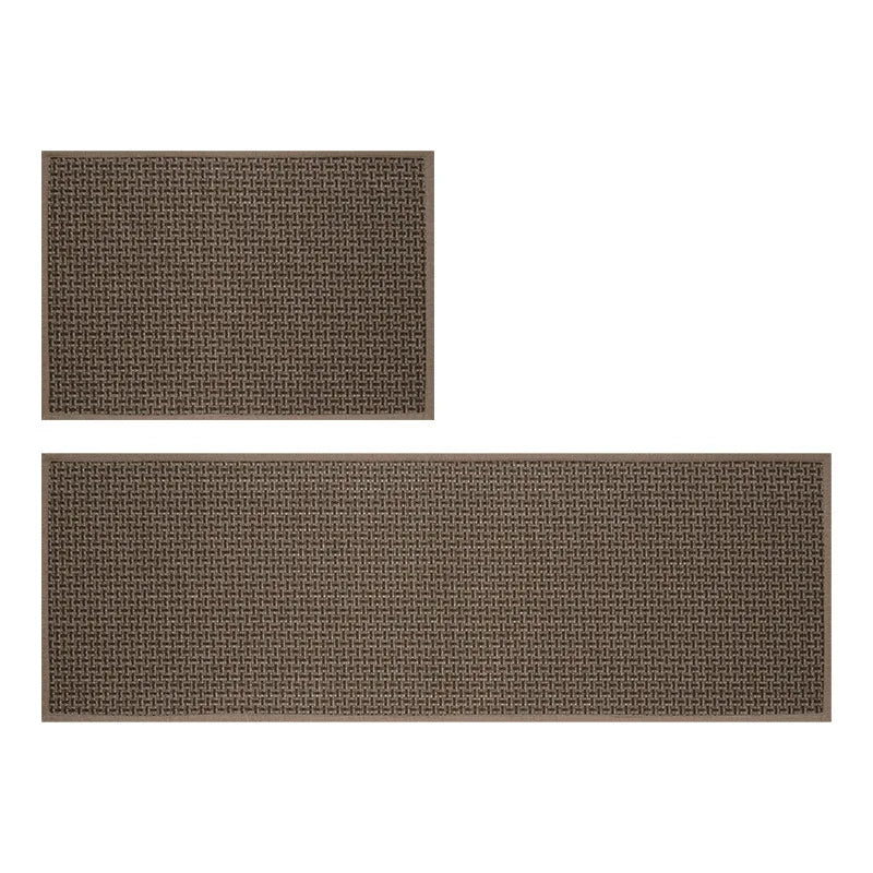 tapis solide marron clair noir tissé géométrique moderne antidérapant lavable cuisine intérieur
