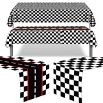 nappe table course auto carreaux noir blanc rouge fête anniversaire enfants opalescente imitation route