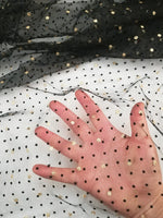 tissu polyester noir points dorés tulle transparent moderne élégant occasion fête largeur
