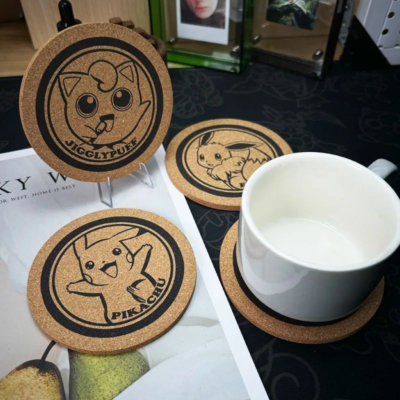 dessous verre pokémon Pikachu Squirtle Charmander Bulbasaur mignons accessoires anime graphiques liège unisexe