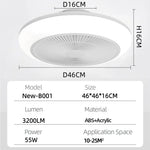 ventilateur blanc moderne lumineux silencieux télécommande grille ventilation rechargeable étanche chambre salon