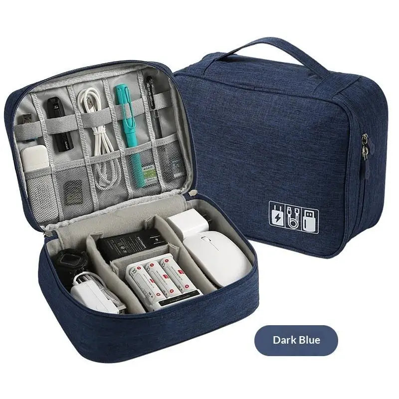 Sac rangement toile coton bleu marine portable poignée amovible accessoires technologiques modernes pratique