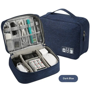 Sac rangement toile coton bleu marine portable poignée amovible accessoires technologiques modernes pratique