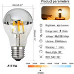 ampoule led filament doré effet miroir culot e27 vintage transparente argentée 25000h 8w 220v