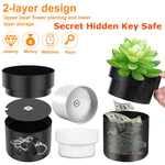 Pot de fleur coffre-fort secret 2 couches en métal vert avec serrure