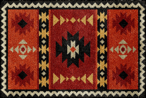tapis décoratif classique motif floral fleurs rouge bleu vert blanc intérieur maison