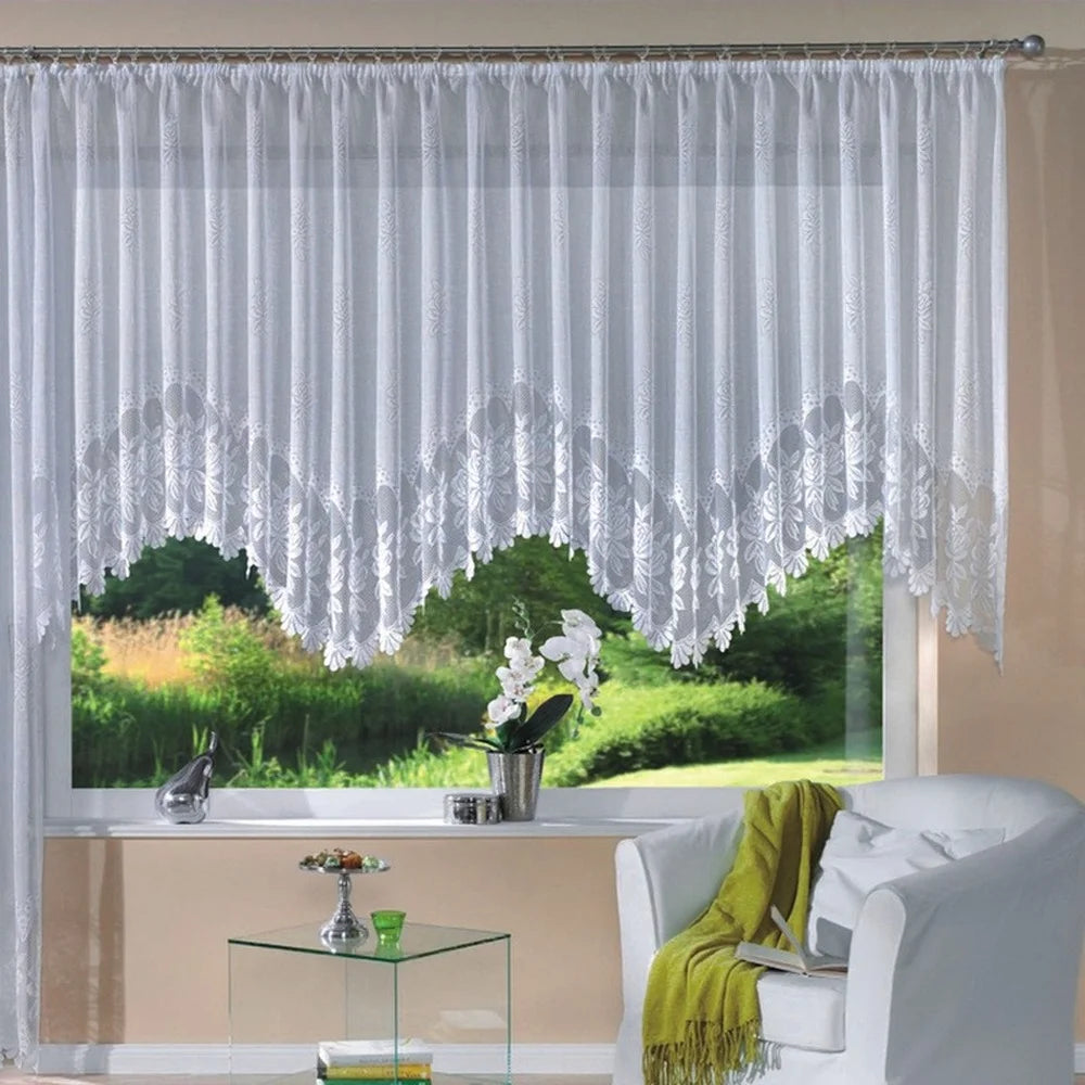 rideau blanc dentelle translucide traditionnel tringle grande taille chambre maisonhôtel