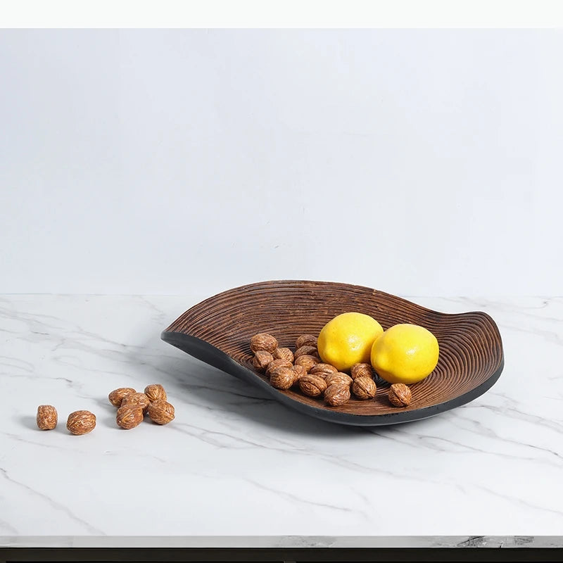 bol marron foncé texturé imitation bois moderne noix citrons opacité