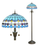 lampe sol tiffany multicolore art nouveau interrupteur pédale base résine hauteur 163cm