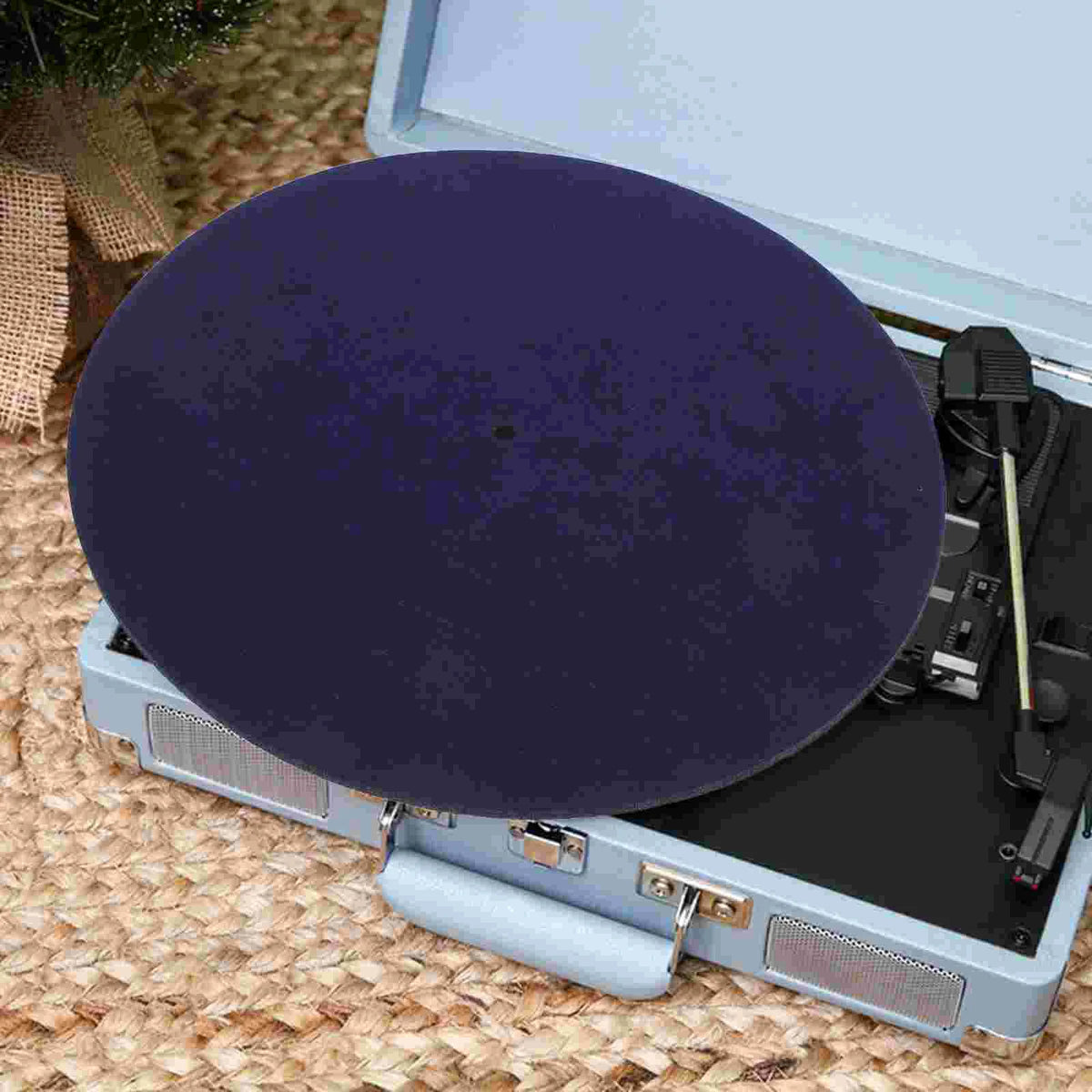 tapis feutre vinyle antidérapant plateau tournant phonographe mat glisse record lunaire moderne vintage blanc