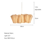 suspension lumineuse moderne tissu rayures horizontales beige clair lumières 60cm