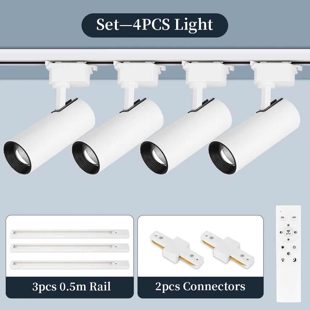 spots led modernes noir blanc télécommande dimmable ensembles complets rail