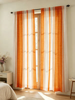rideau vertical rayures orange blanc moderne minimaliste deux pièces salon translucent polyester