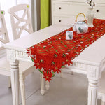 table table noël brodée fleurs poinsettia houx dorées maison hotelDecoration festive traditionnelle polyestère