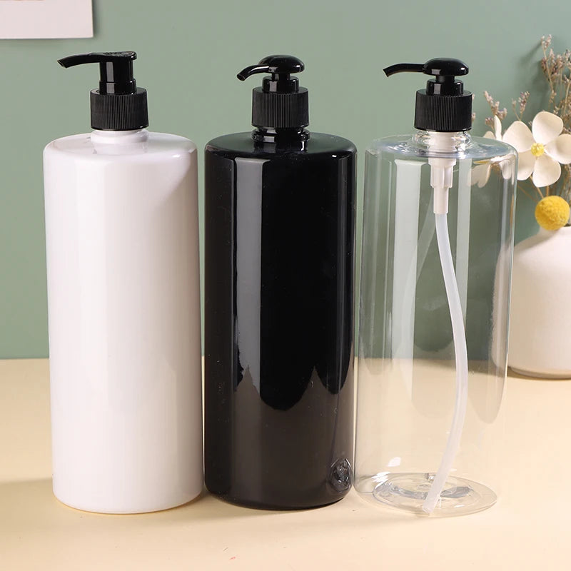 flacons cosmétiques pompe blanc noir moderne minimaliste 24cm 8.3cm rechargeable 1000ml
