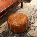 coussin rond cuir naturel marron beige gris moderne ethnique lit siège