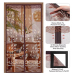 rideau magnétique adhésif marron clair motif floral moderne pinces pression