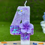 bougies anniversaire chiffres violet paillettes décoratives sans flamme gâteau enfants fêtes numérotation