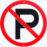 panneau signalisation interdiction stationner métal rond rouge blanc garage décoration murale extérieur voiture interdit